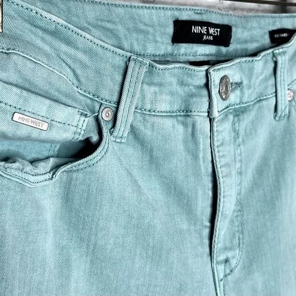 Nine West Pastel Mint Green Skinny Ankle Gramercy Raw Hem Jeans Women’s 8 - Picture 6 of 8